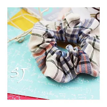 MIT 藍色格紋大腸髮圈