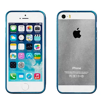 【BIEN】iPhone 5/5S 經典圓弧梅花扣金屬保護邊框 (粉藍)