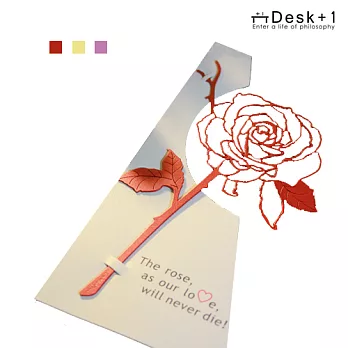 【Desk+1】玫瑰書籤三件組(紅+金+淺紫)