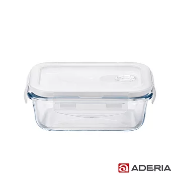 【ADERIA】日本進口耐熱玻璃扣式保鮮盒400ml(長型款)
