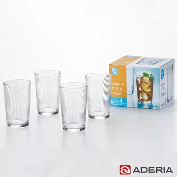 【ADERIA】日本進口羅紋玻璃杯四件組240ml