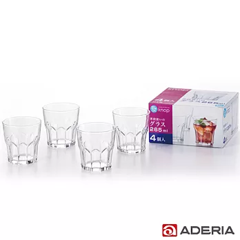【ADERIA】日本進口花型玻璃杯四件組265ml