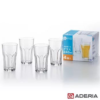 【ADERIA】日本進口花型玻璃杯四件組240ml