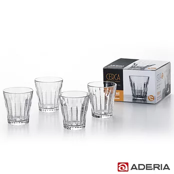 【ADERIA】日本進口玻璃酒杯四件套組185ml(格紋款)