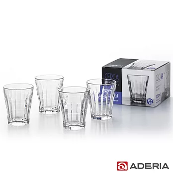 【ADERIA】日本進口玻璃酒杯四件套組320ml(格紋款)