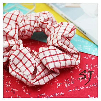 MIT 紅色格紋 大腸髮圈