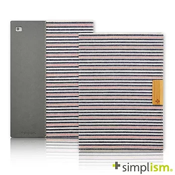 Simplism iPad Air2 記事本型側開掀蓋保護殼紅藍橫紋