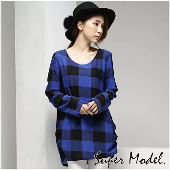 【名模衣櫃】加厚印花保暖上衣-共11款 (適穿M-XXL)FREE藍色格紋