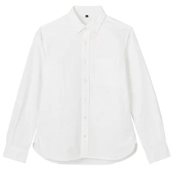 [MUJI 無印良品]男有機棉水洗牛津布扣領襯衫S白色