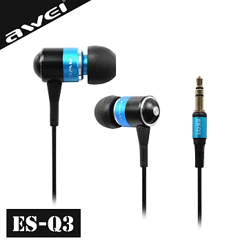 AWEI ES-Q3入耳式金屬炫彩耳機藍色