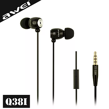 AWEI Q38i入耳式線控金屬耳機-附麥克風黑色