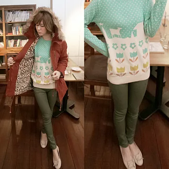 ROSE。超保暖加厚版厚刷毛刷色褲 軍綠S