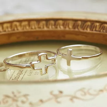 【安珂ECO正韓飾品】鏤空十字架 925純銀戒指/情人對戒(女#9男#14)