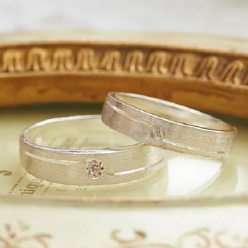 【安珂ECO正韓飾品】雙線鏤空鑲單鑽925純銀戒指 / 情人對戒(女#9男#14)