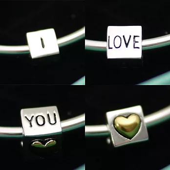 【安珂ECO正韓飾品】I LOVE YOU 金色愛心豆豆 925純銀墜
