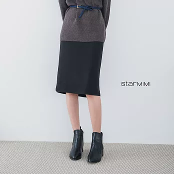 【STARMIMI】雙口袋厚雪紡中裙＊S黑