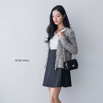 【STARMIMI】優雅V領配色洋裝＊2色S卡其