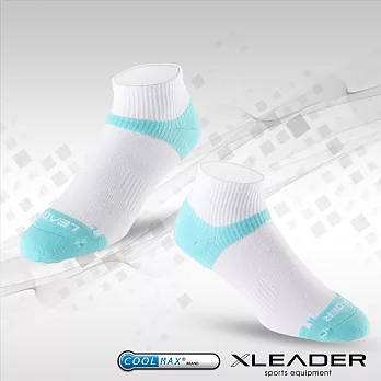 【LEADER】COOLMAX/除臭/機能運動襪_女款(白藍)