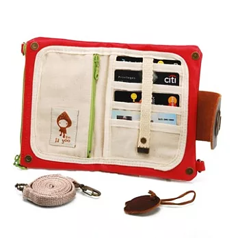 旅行小背包五合一護照套手機套皮夾信用卡夾斜背包[小旅行蜜桃紅]