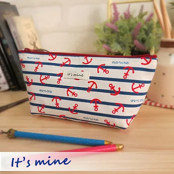 It’s mine 寬底筆袋包系列-海軍風格II-藍