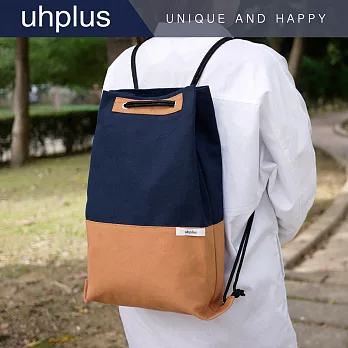 uhplus New Journey系列- 撞色束口背包(藍黃)