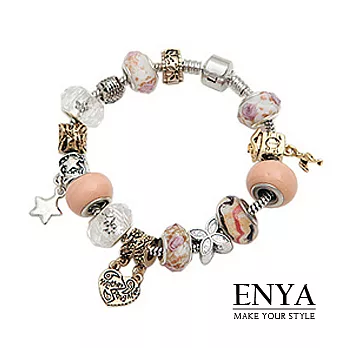 Enya★潘朵拉寶盒 粉紅墜鍊手工串珠手環