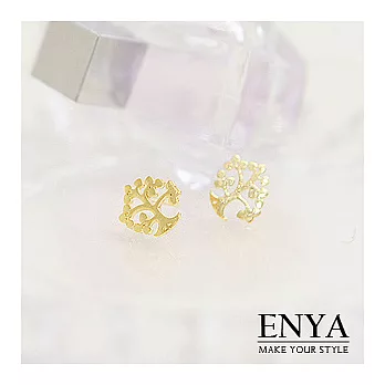 Enya★925銀 可愛小樹耳環金