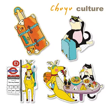 珠友 防水裝飾大貼紙組/行李箱貼紙/裝飾貼紙組/4入F