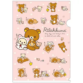 San-X 拉拉熊悠閒貓生活系列A4文件夾。粉紅色