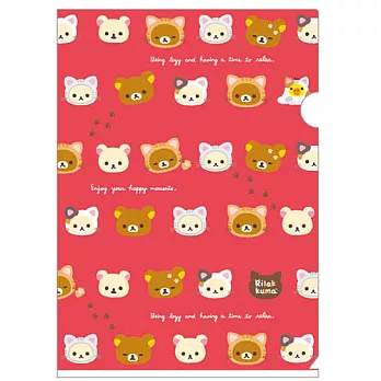 San-X 拉拉熊悠閒貓生活系列A4文件夾。紅色