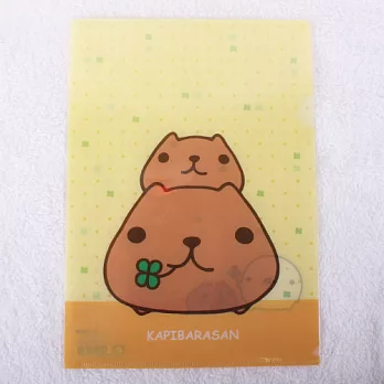 Kapibarasan 水豚君美好時光系列A4文件夾。黃色幸運草