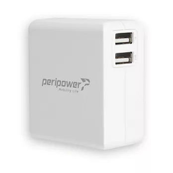 Peripower 3.4A雙USB快速充電器(白)白