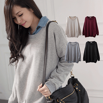 ROSE。韓版羅紋毛巾布上衣 酒紅系