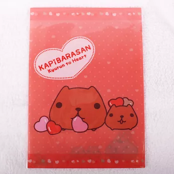 Kapibarasan 水豚君愛心印花系列雙開文件夾。桃紅