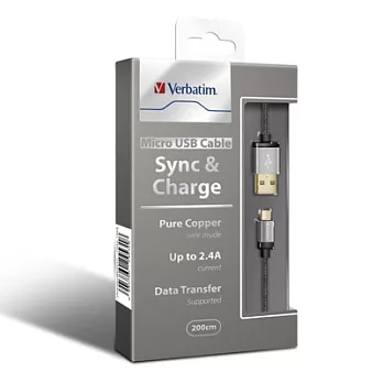 Verbatim 威寶 Micro USB Cable 120cm 圓線(尼龍編織線)-銀色