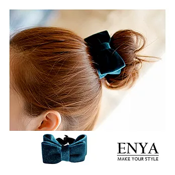 Enya★復古絨布髮夾綠