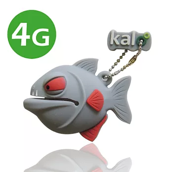 Kalo 矽膠造型隨身碟 -3D食人魚 4G -銀灰