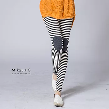 【KatieQ】貼布條紋內搭褲(3色)-FREEFREE灰