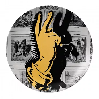Royal Doulton 街頭藝術-兔子與勝利手勢 27cm盤灰