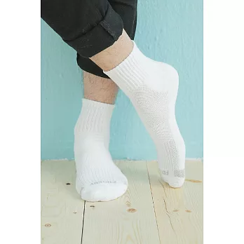 【Footer除臭襪】單色運動逆氣流氣墊襪T11(男款)L白色