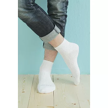 【Footer除臭襪】輕壓力氣墊機能除臭襪T95(男款)L白色