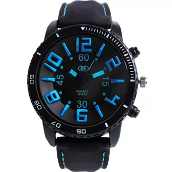 Watch-123 韓國大錶盤立體數字運動腕錶 (6色任選)藍時標