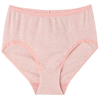 [MUJI 無印良品]女有機棉針織無側縫高腰內褲L粉紅橫紋