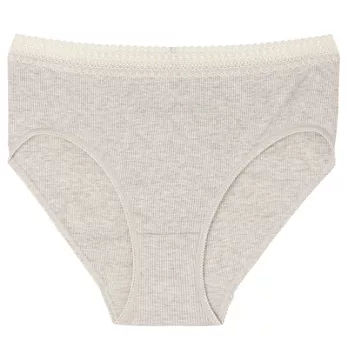 [MUJI 無印良品]女有機棉無側縫螺紋附蕾絲中腰內褲M灰色