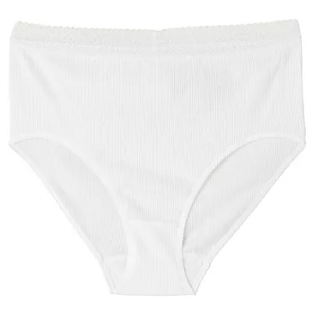 [MUJI 無印良品]女有機棉無側縫螺紋附蕾絲高腰內褲M白色