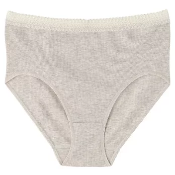 [MUJI 無印良品]女有機棉無側縫螺紋附蕾絲高腰內褲M灰色