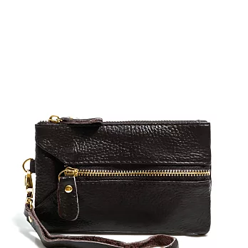 真皮 鑰匙包 三層拉鍊多功能迷你鑰匙錢包 男女通用 CHENSON 深咖啡(W00158-D)