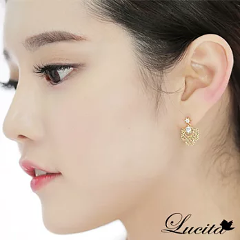 Lucita 韓國新款式 華麗的演出宮廷風耳針二色金色