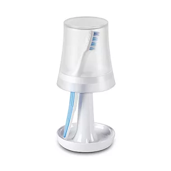 UMBRA 檯燈形狀牙刷架+漱口杯 白