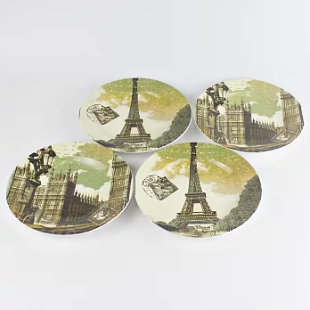 【米朵】名家插畫圖案陶瓷圓盤組-倫敦與巴黎